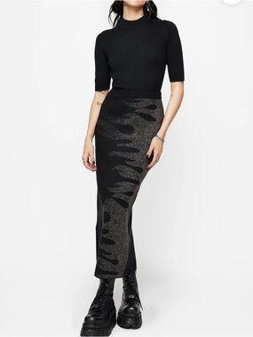 Disturbia Kenna Flame Lurex Maxi Skirt